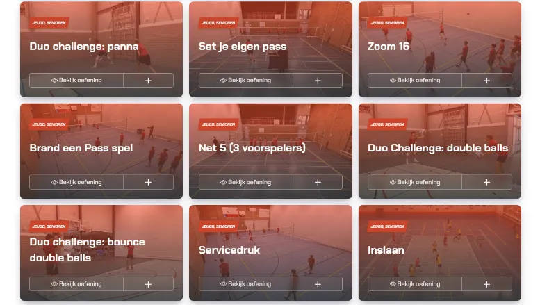 Voorbeeld van oefeningenbibliotheek